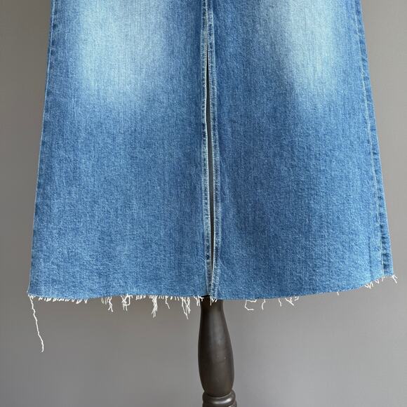 Frank & Eileen Donnybrook denim midi skirt - blue - front slit - long - size 27 - Picture 8 of 12